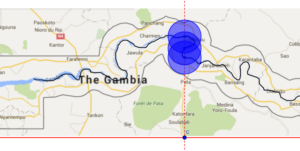 Las fronteras de Gambia como lugar geométrico