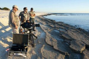 Rodaje en Shark Bay (Australia) del documental 'Planeta Australia: los archivos de la Tierra', una producción RTVA-CSIC dirigida por José María Montero.