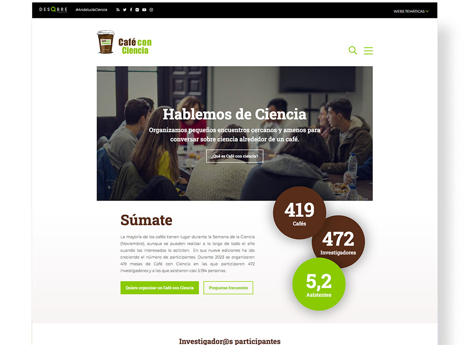 Captura web de Café con Ciencia
