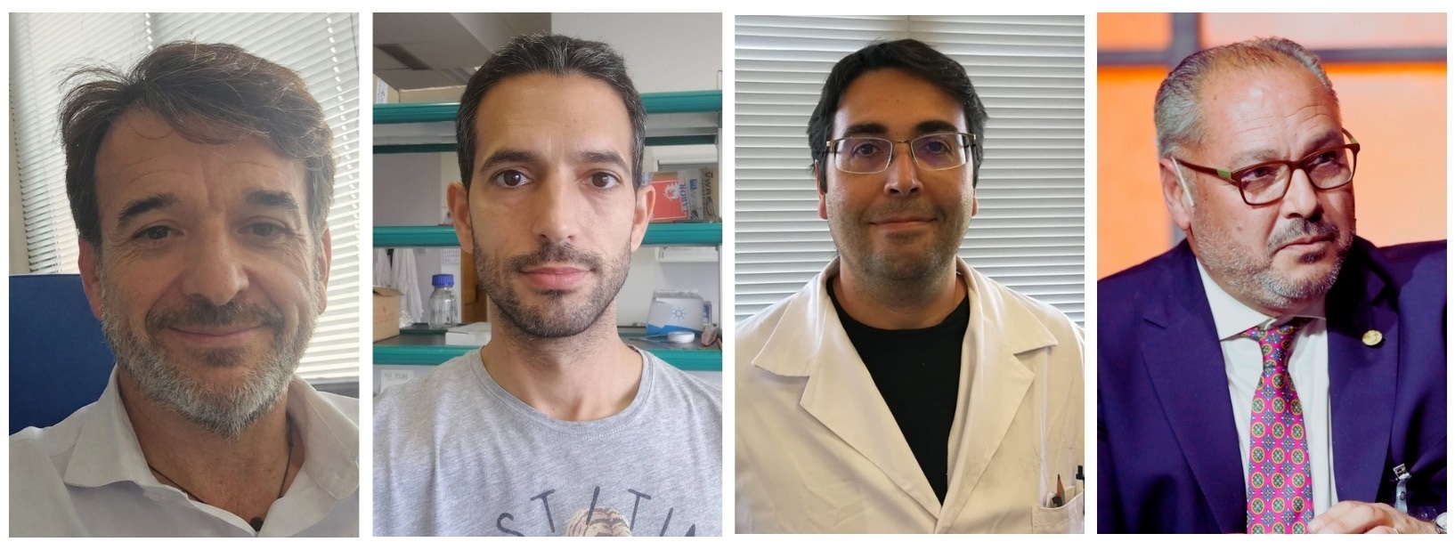 Los investigadores de la UPO José M. Pedrosa, Javier Roales y David Rodríguez y el empresario José Antonio Rodríguez (izq-dcha).