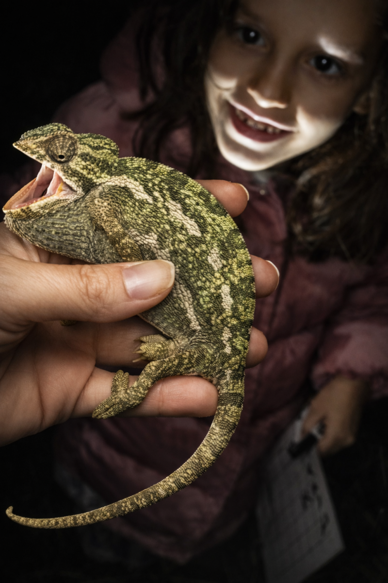 En el proyecto ‘Estudio del efecto de la temperatura en el género de las crías de camaleón común’ están censando las poblaciones de camaleón común en diferentes zonas periurbanas de Málaga capital.
